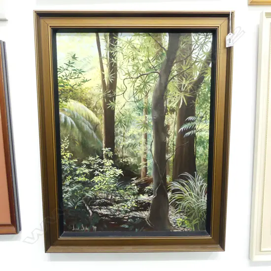 JANET STYLES 'PEACE COROMANDEL' OIL ON BOARD '79 600x445mm