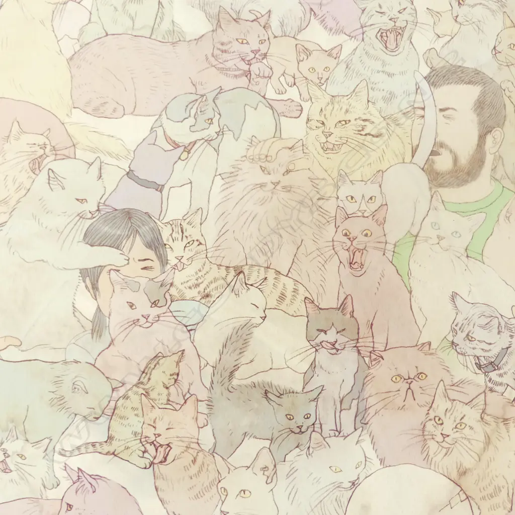 KOZYNDAN ‘SELF PORTRAIT WITH KITTIES’, DIGITAL PRINT 35/50, SIGNED & DATED 2009, 460 x 380mm Image 1++