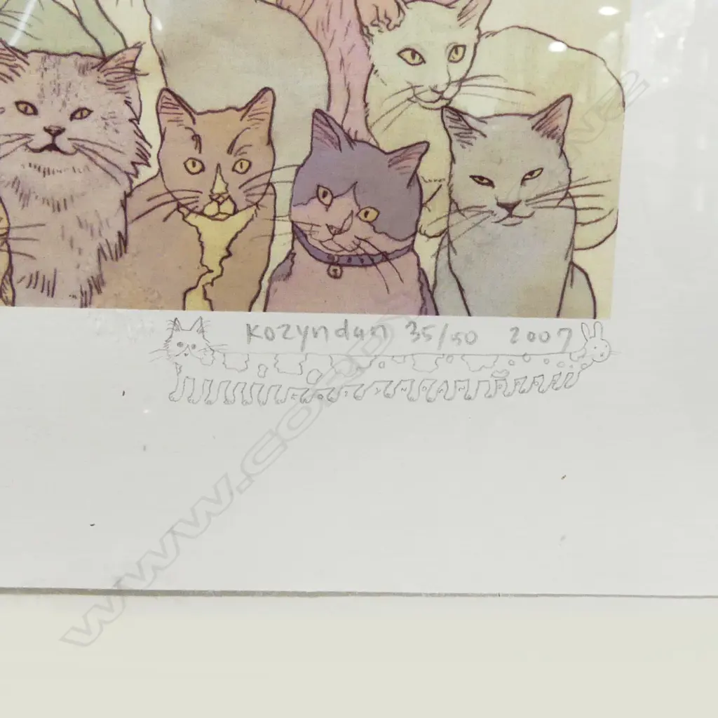 KOZYNDAN ‘SELF PORTRAIT WITH KITTIES’, DIGITAL PRINT 35/50, SIGNED & DATED 2009, 460 x 380mm Image 1++