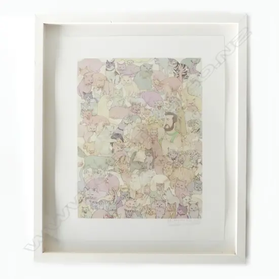 KOZYNDAN ‘SELF PORTRAIT WITH KITTIES’, DIGITAL PRINT 35/50, SIGNED & DATED 2009, 460 x 380mm