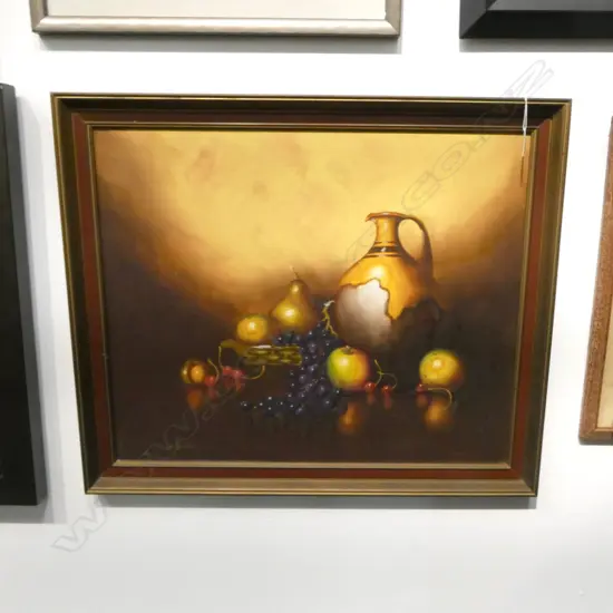 OIL ON BOARD STILL LIFE by SANDLER 670 x 570mm includes framw