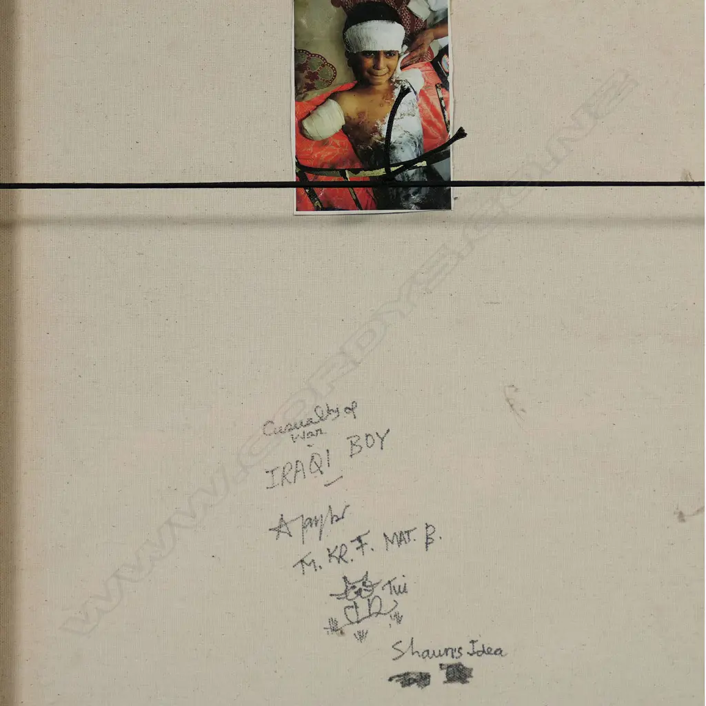 ALAN TAYLOR, 'CASUALTY OF WAR - IRAQI BOY', OIL ON CANVAS, SIGNED & ENTITLED, 495 x 495mm Image 1++