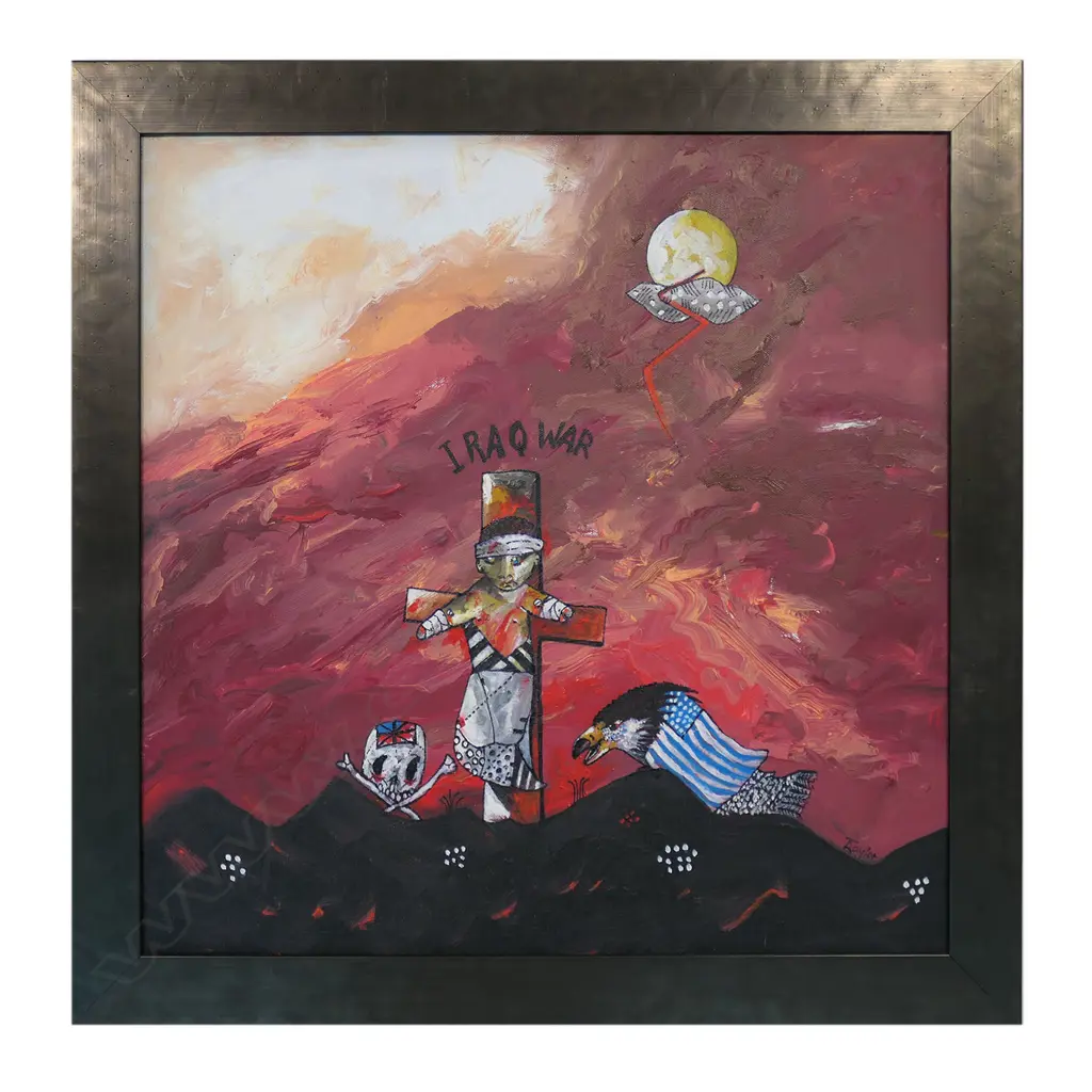 ALAN TAYLOR, 'CASUALTY OF WAR - IRAQI BOY', OIL ON CANVAS, SIGNED & ENTITLED, 495 x 495mm Image 1++