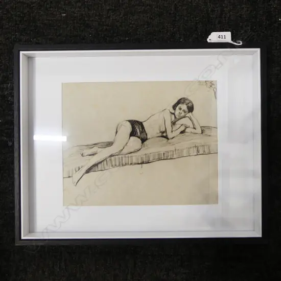 # Harry Linley Richardson, R.B.A. (1878-1947) INK DRAWING untitled RECLINING YOUNG WOMAN 185 x 240mm. Provenance:...