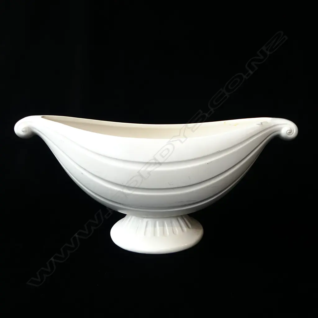 CROWN LYNN MANTLE VASE w SCROLL DETAIL #671 STAMP TO BASE, W.360 x 170mm Image 1++