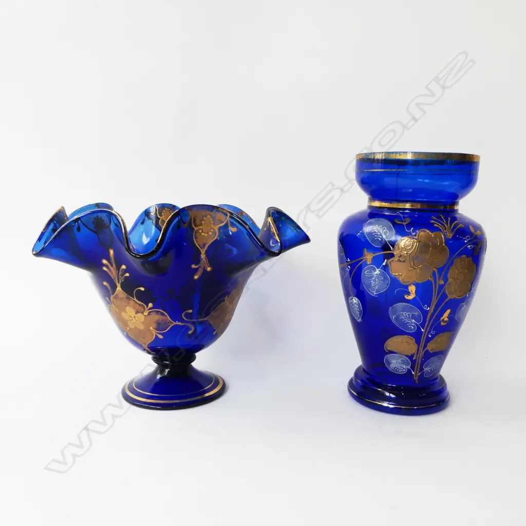 TWO BLUE VENETIAN GLASS VASES H.260mm Image 1++