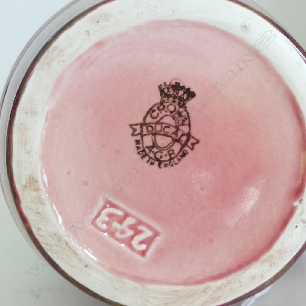 3 PCES ART POTTERY, BLUE / RED GLAZE; BRETBY DISH L.270mm, CROWN DUCAL JUG, UNMARKED VASE H.220mm Image 1++
