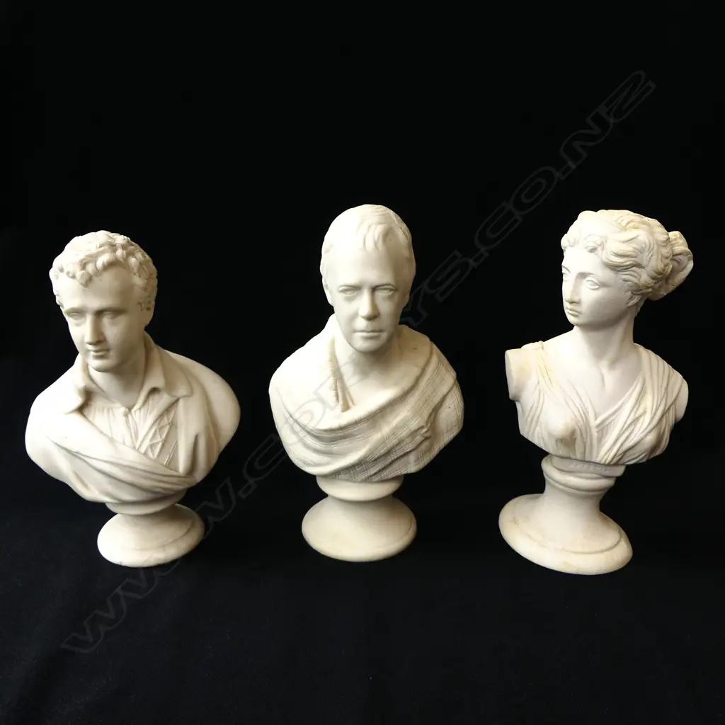 3 CLASSICAL BUSTS; BYRON, ARTEMIS 'HELEN OF TROY' & OTHER H.230mm... Image 1++
