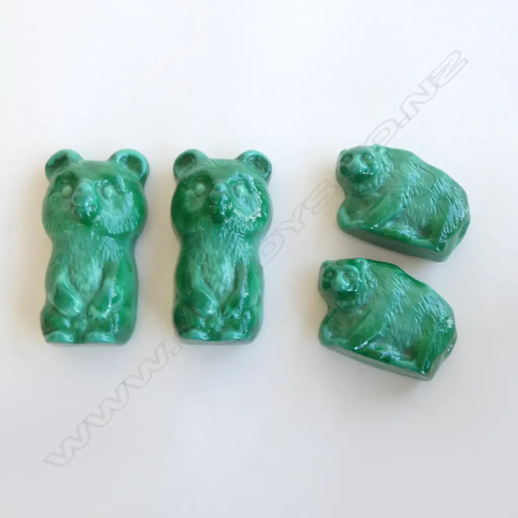 4 MALACHITE GLASS ORNAMENTS Image 1++