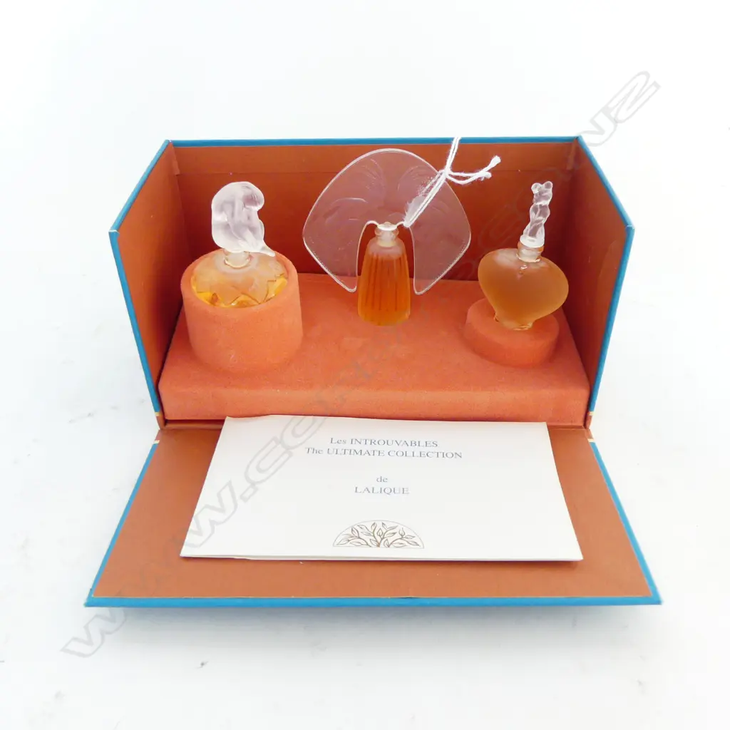 LALIQUE PARFUM INTROUVABLES ULTIMATE COLLECTION 'AMOUR', 'LE NU', 'ONDINES'; 1996-1998, original box, some evaporation Image 1++