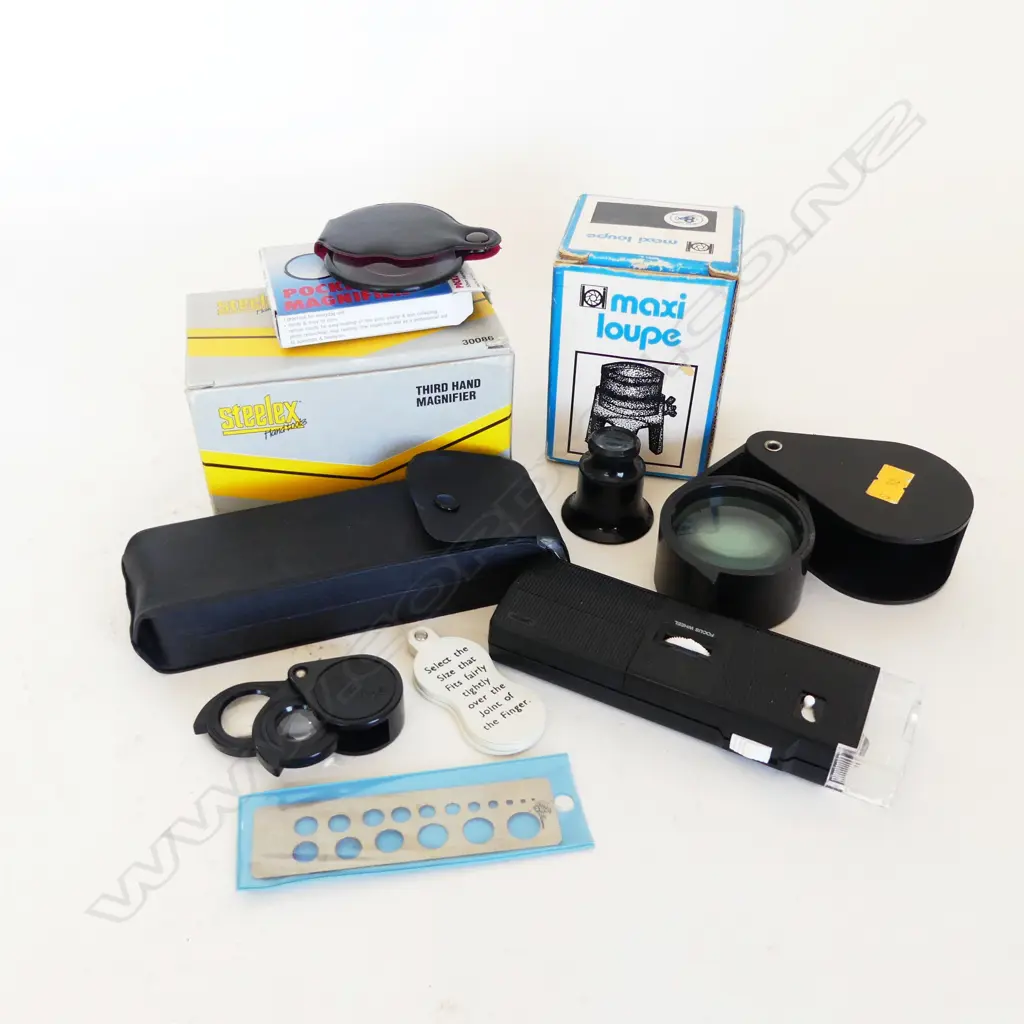 COLLECTION JEWELLERS LOOPS + VARIOUS MAGNIFYERS + DIAMOND GAUGE ETC Image 1++