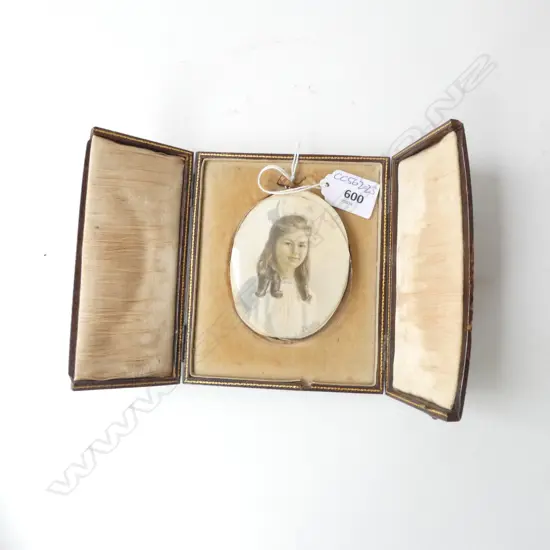 J.H. Willis FINE HAND PAINTED PORTRAIT MINIATURE of Rona Chapman ON IVORY framed & in leather case