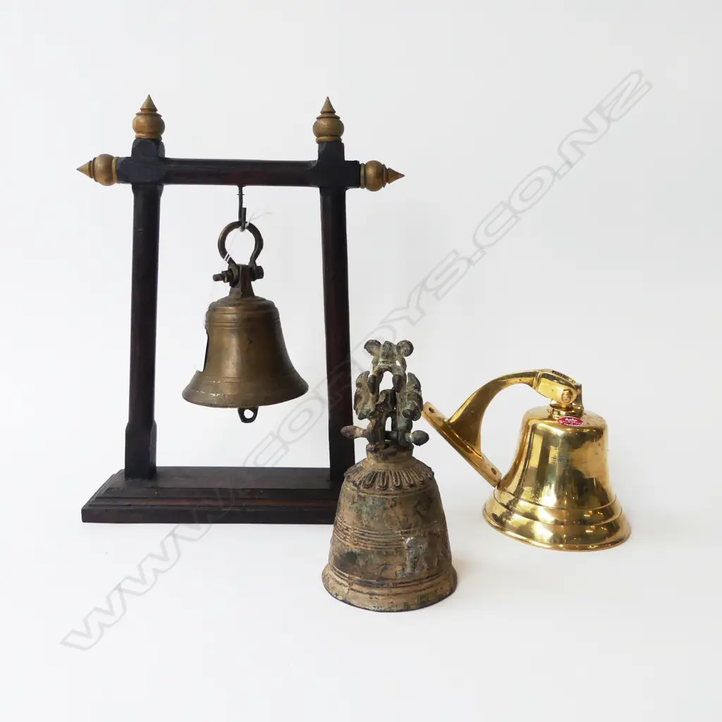 2 BRASS BELLS w. BRONZE LARGEST H.350mm Image 1++