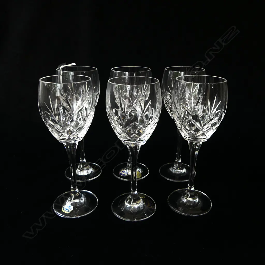SIX BOHEMIAN CRYSTAL STEM GLASSES H.185mm Image 1++
