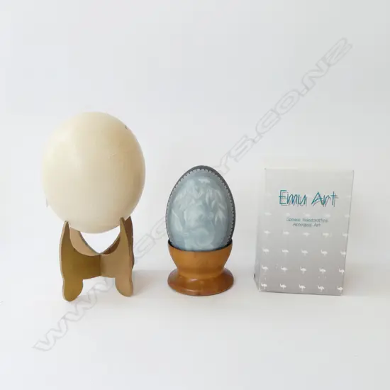  ETCHED EMU EGG & OSTRICH EGG