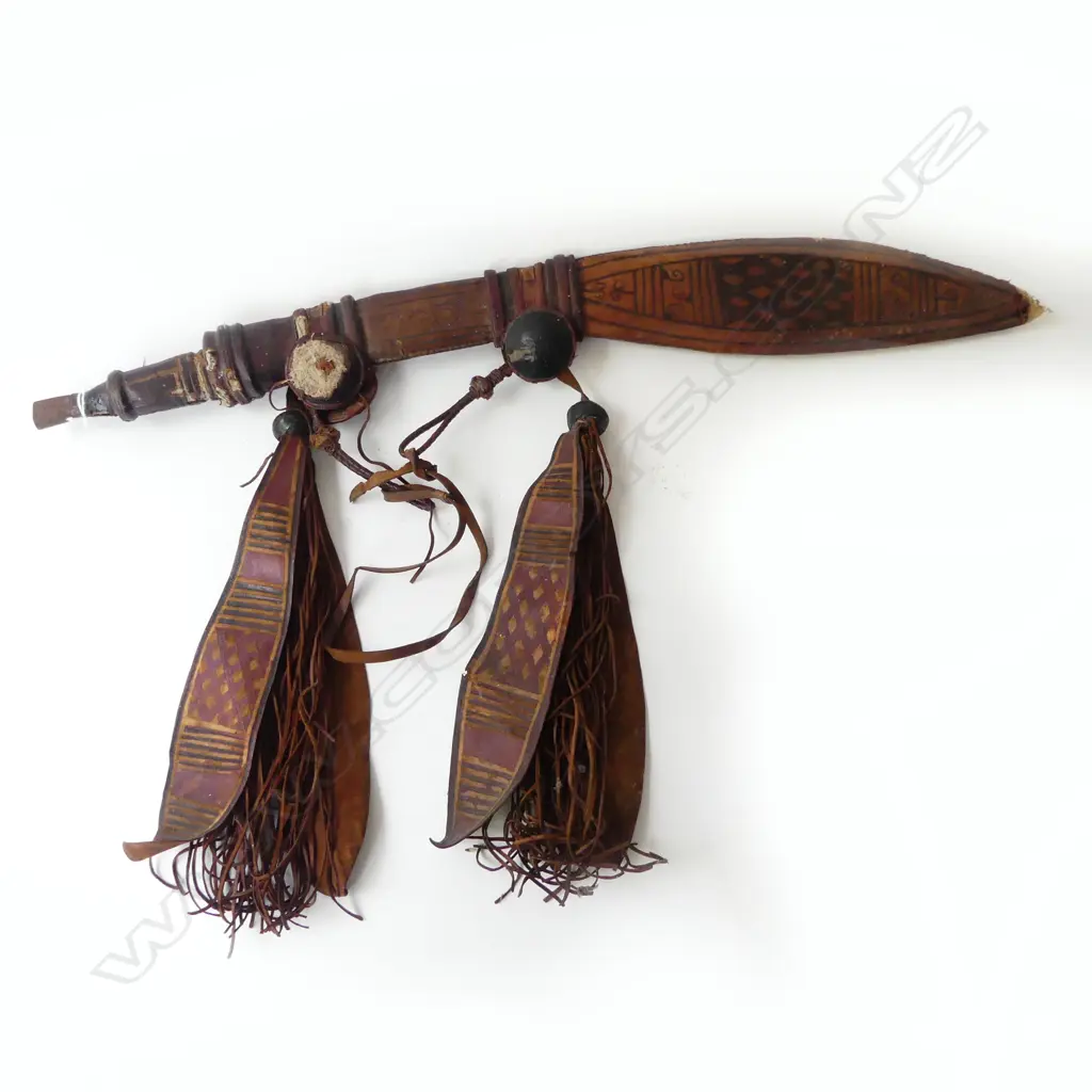 VINTAGE LONG KNIFE IN LEATHER SCABBARD L.690mm Image 1++