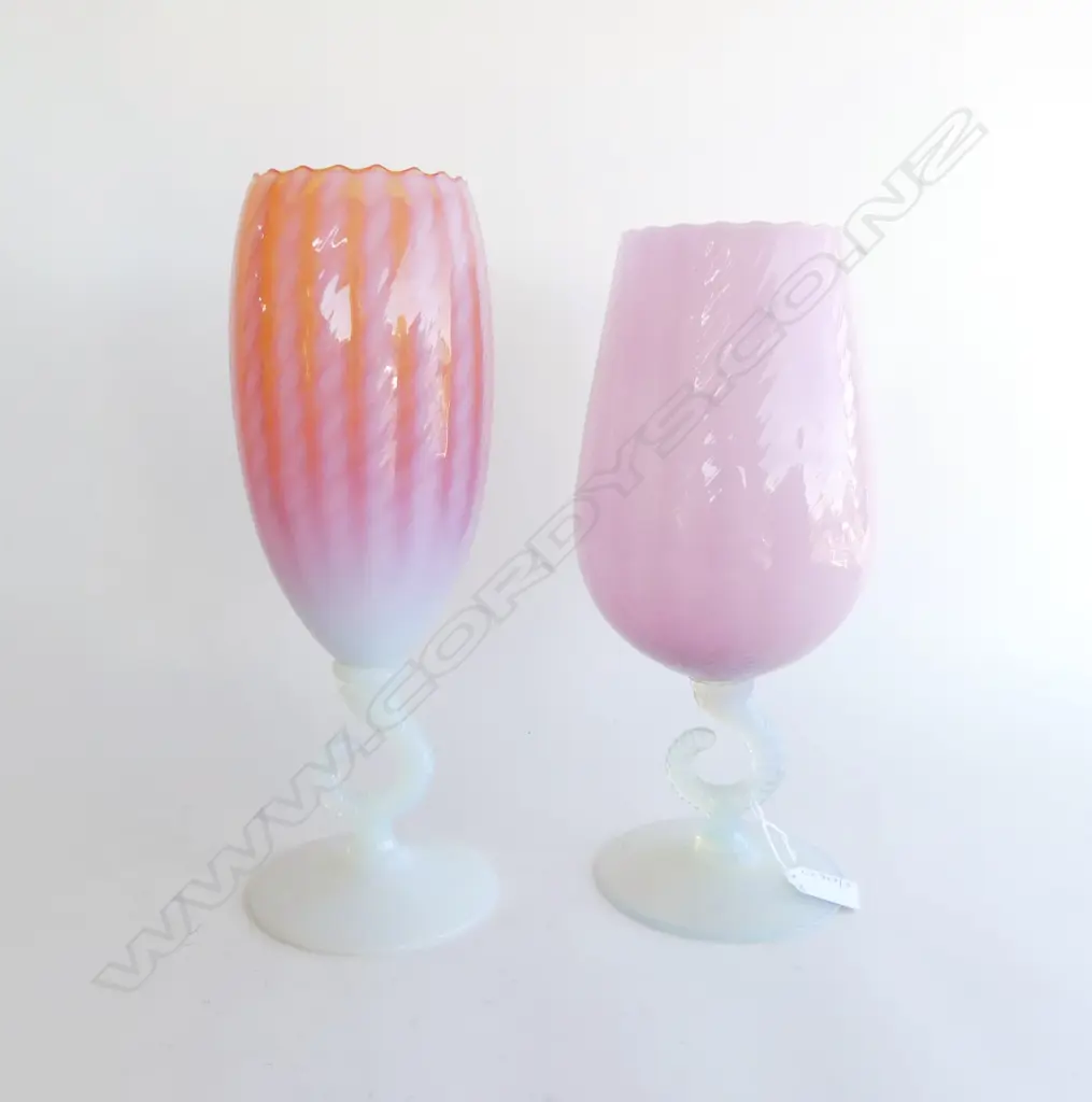 2 PINK VENETIAN GLASSES H.335mm Image 1++