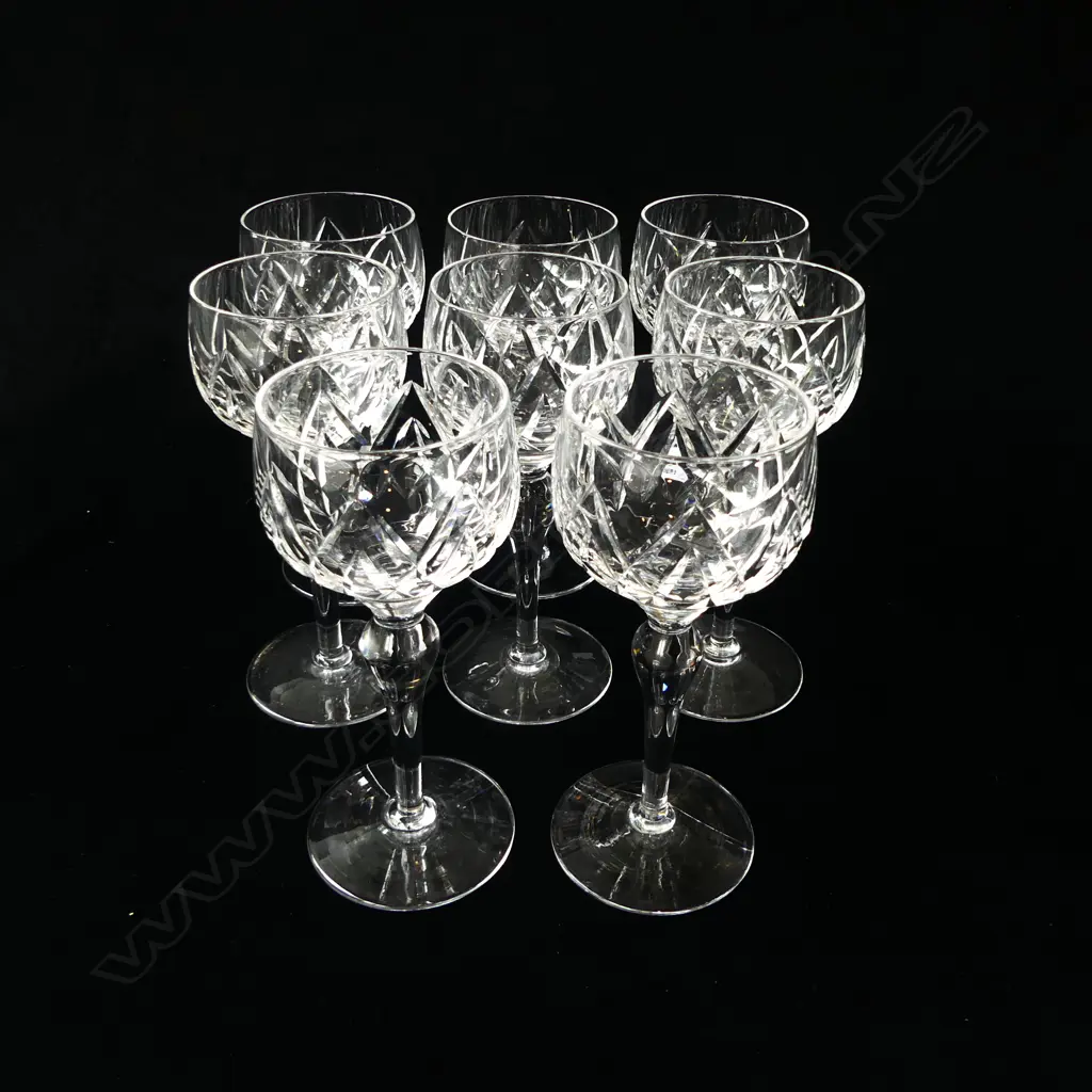 8 STUART CRYSTAL HOCK WINE GLASSES H.175mm Image 1++