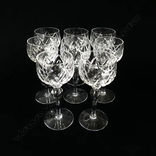 8 STUART CRYSTAL HOCK WINE GLASSES H.175mm
