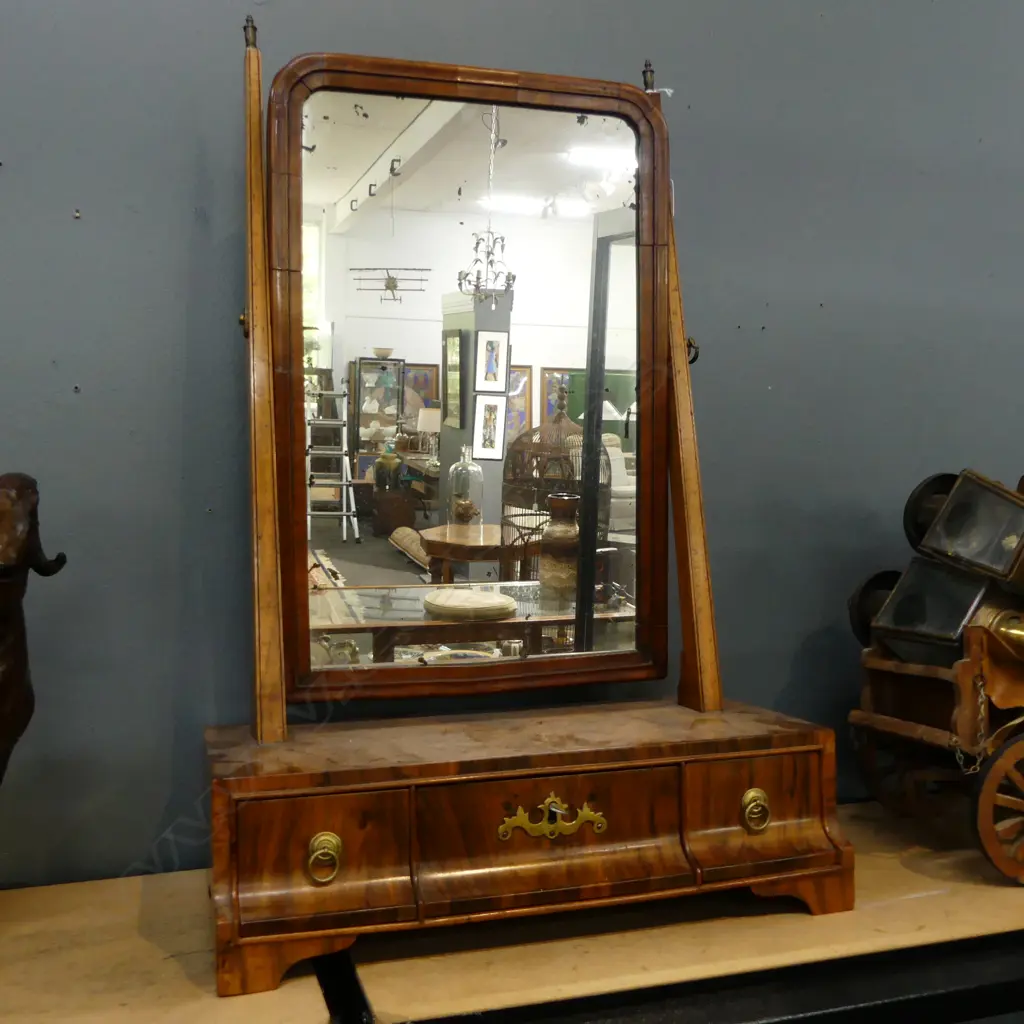 GEO III MAHOGANY TOILET SWING MIRROR BOX 3 DRAWER BASE Image 1++