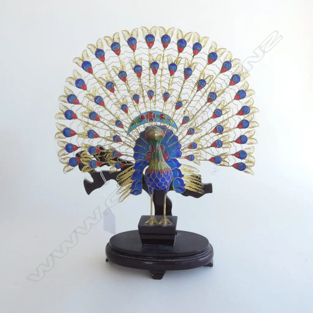 CLOISONNE / ENAMELLED PEACOCK H.320mm Image 1++