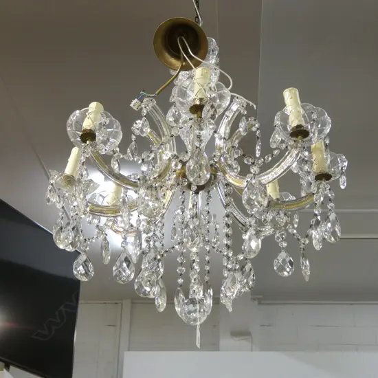 AUSTRIAN CRYSTAL 8 LIGHT CHANDELIER ITALIAN MADE H.450mm, 580mm dia