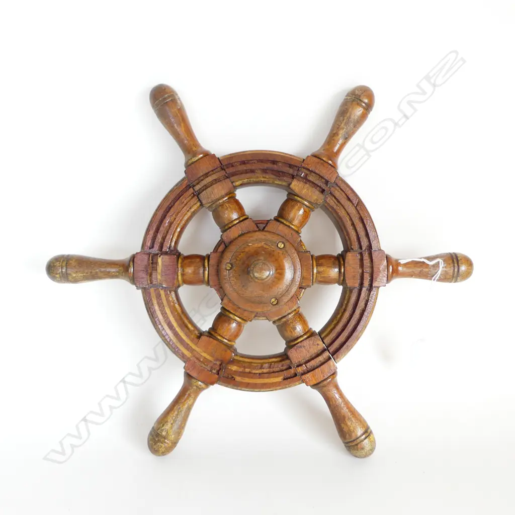 SMALL  SIZE MAHOGANY LAUNCH BOAT WHEEL DIA380MM Image 1++