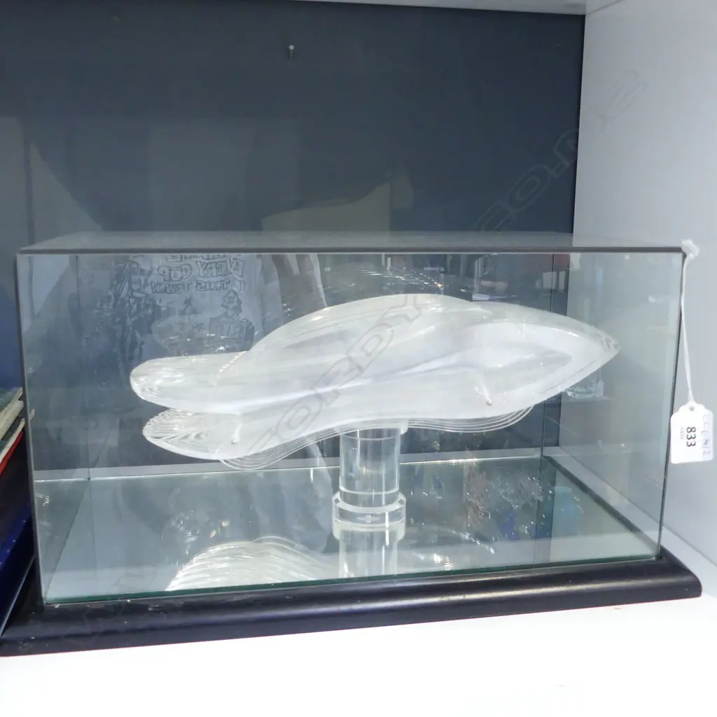 John Borrows made CLEAR LAMINATED MODEL IN GLASS DISPLAY CASE 390x220x205mm with provenance.... Image 1++