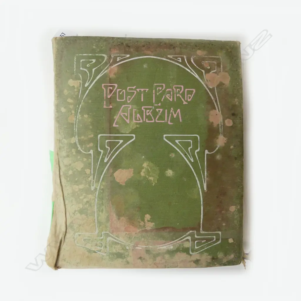 LG POSTCARD  ALBUM; MANY NZ THEMED + EUROPEAN, INSCRIBED INSIDE 1907 Image 1++