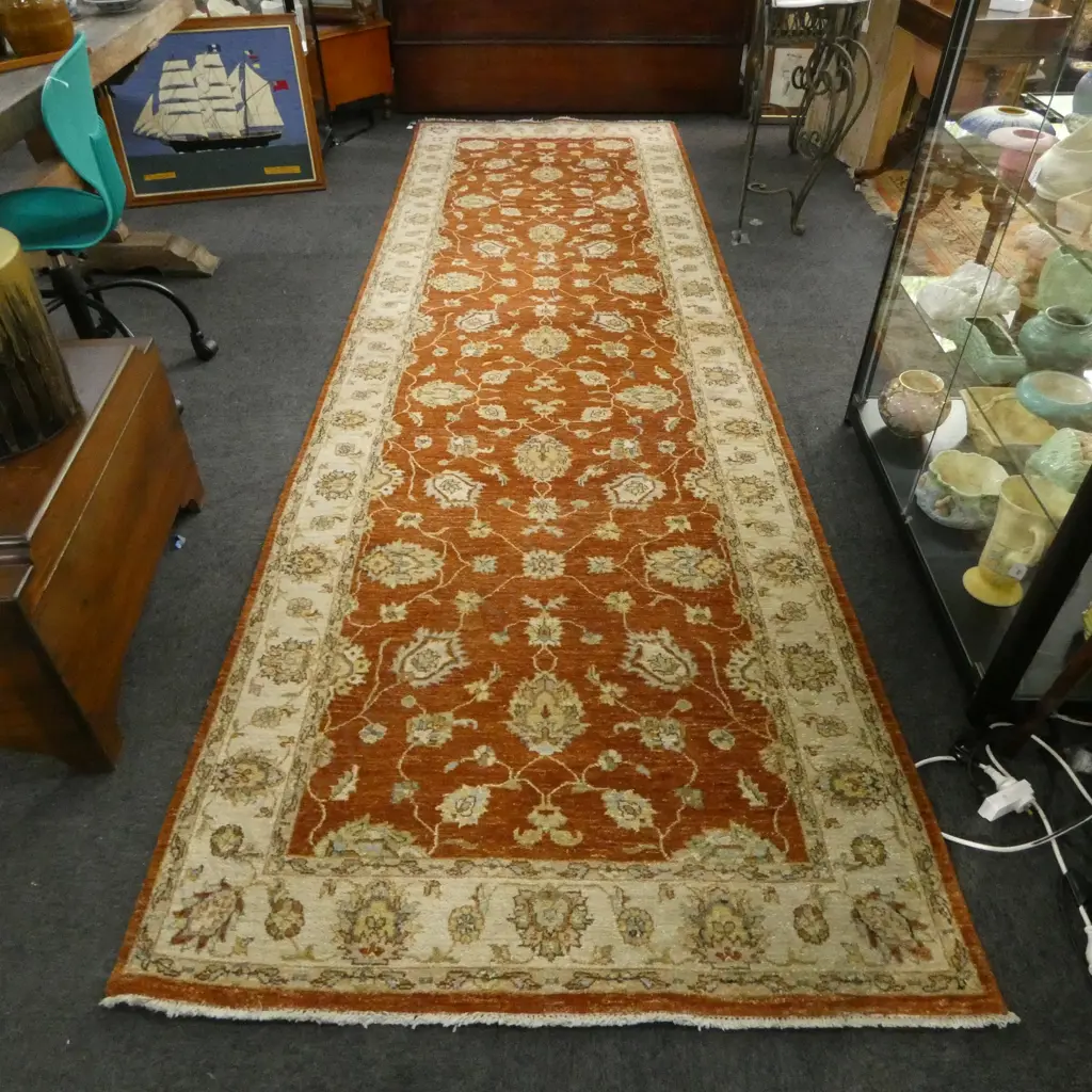 HAND KNOTTED WOOL PILE RUG 4100x1250mm Image 1++