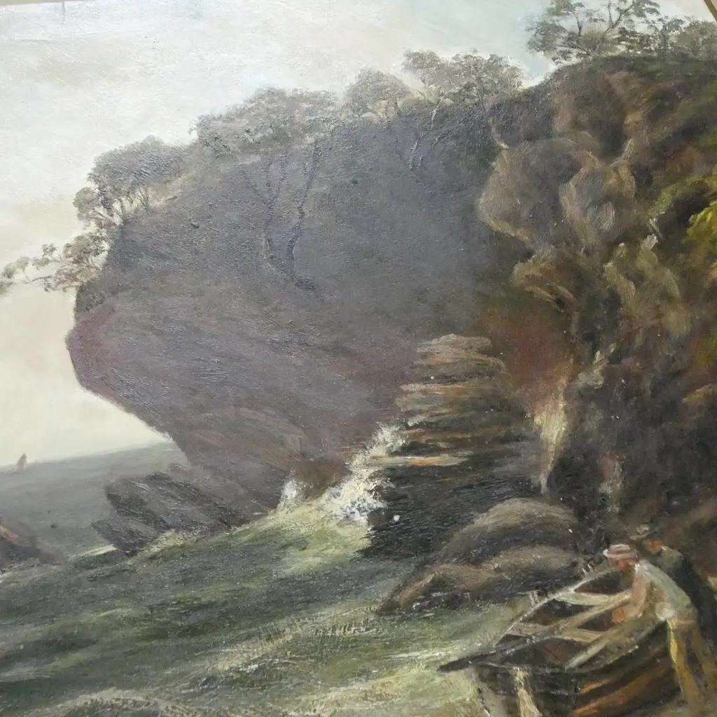 JOHN GIBB (1831-1909) COASTAL LANDSCAPE OIL ON BOARD SIGNED & 1894 395x595mm Image 1++