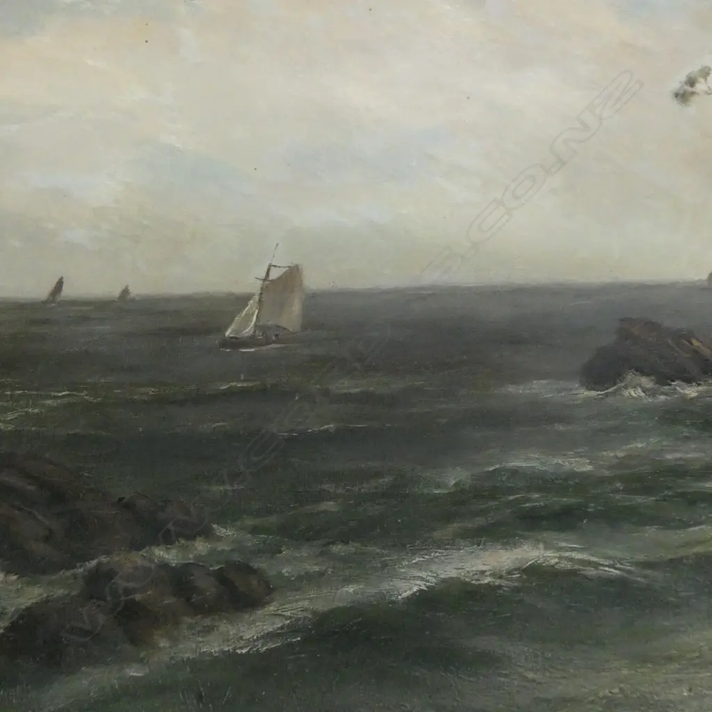 JOHN GIBB (1831-1909) COASTAL LANDSCAPE OIL ON BOARD SIGNED & 1894 395x595mm Image 1++