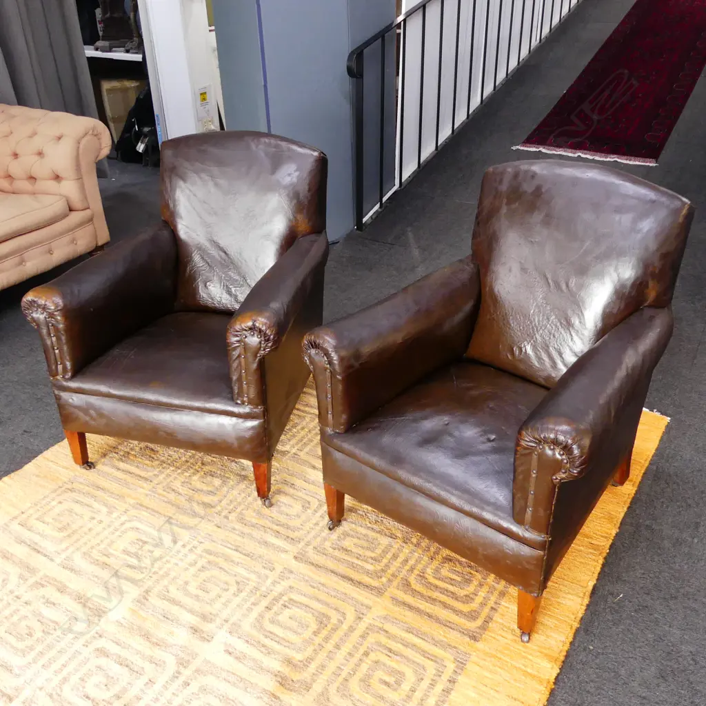 PAIR OF VINTAGE FRENCH LEATHERETTE ARMCHAIRS. 750 X 730 X 870mm Image 1++