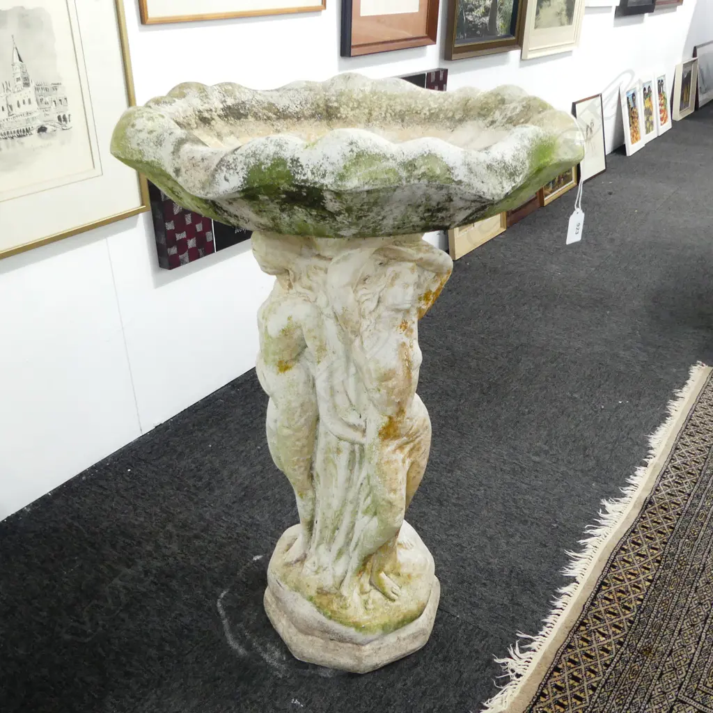 CONCRETE THREE GRACES BIRD BATH H.820mm Image 1++