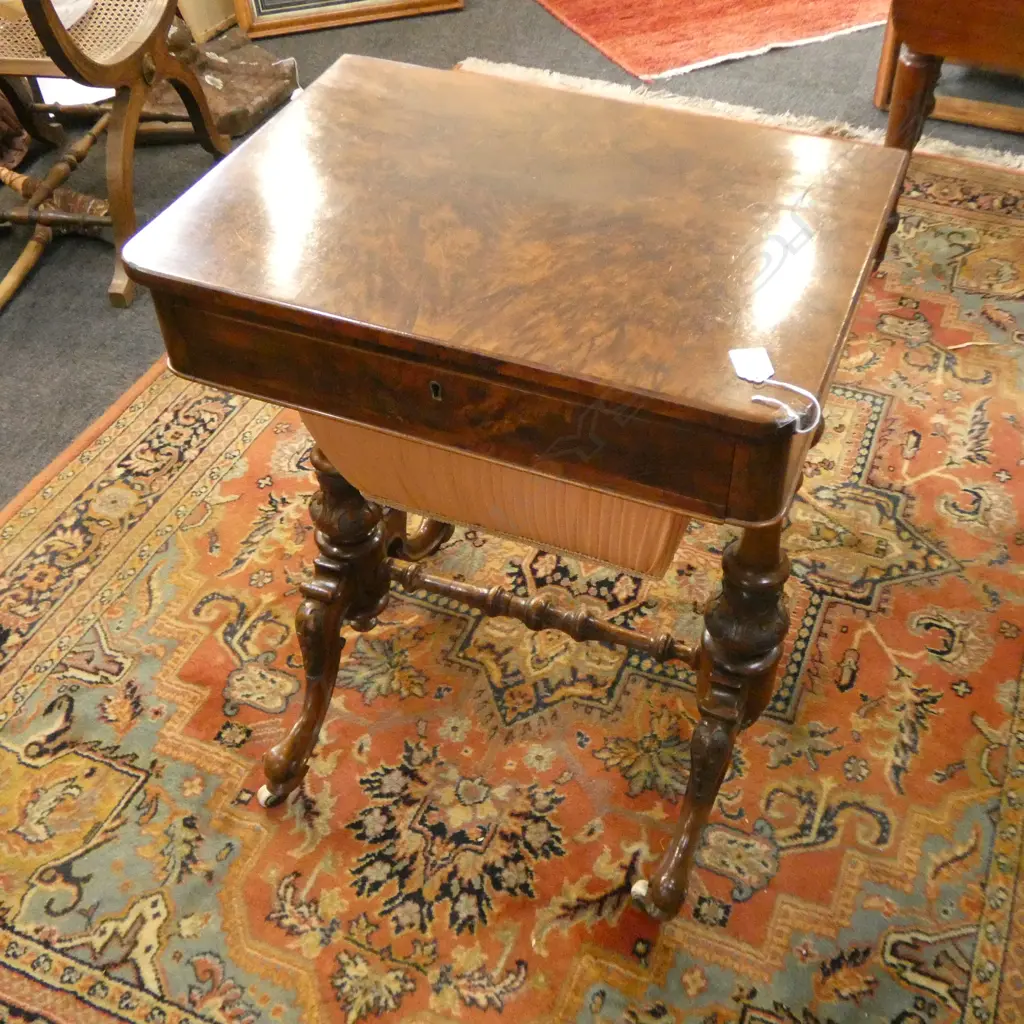 VICTORIAN MAHOGANY SEWING TABLE 540x385x705mm Image 1++
