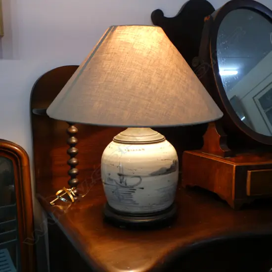 PR B/W GINGER JAR LAMPS H.380mm