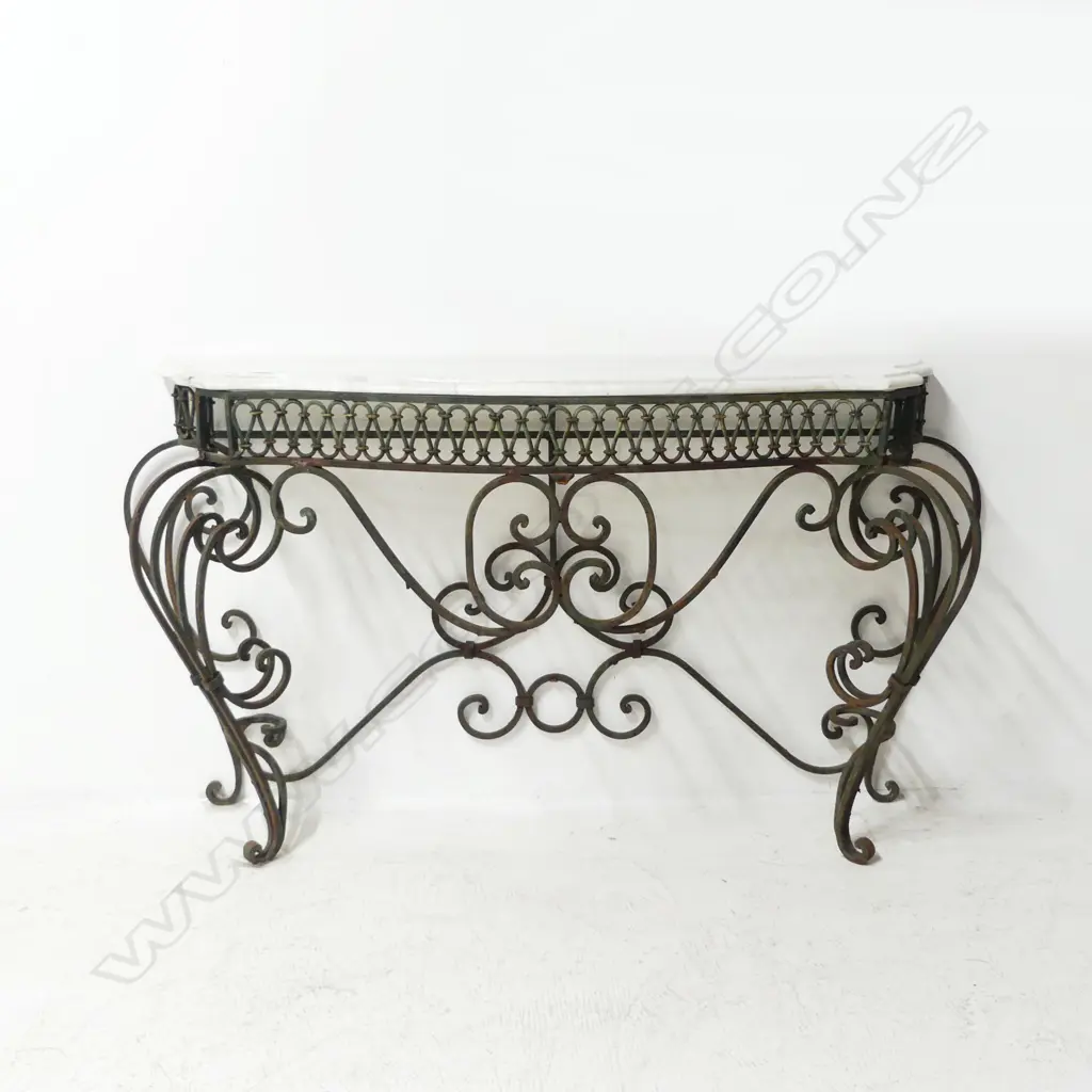 MARBLE TOPPED METAL CONSOLE 1260x370x770mm Image 1++