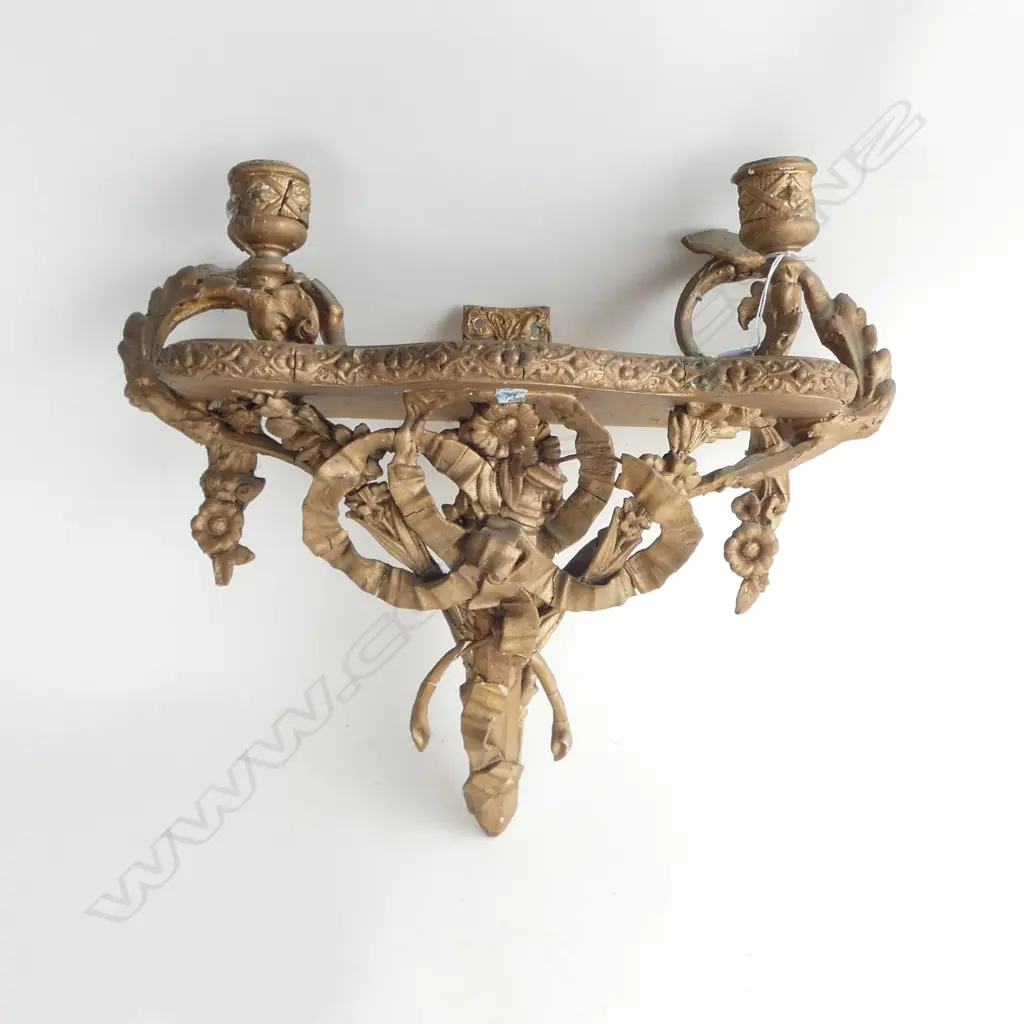 OLD FRENCH LOUIS XV GILT WOOD & PLASTER SCONCE faults Image 1++