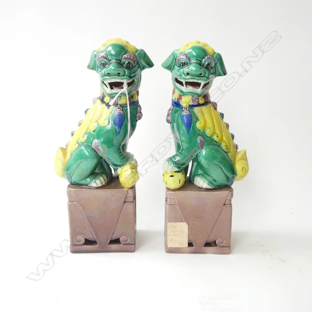 PR CHINESE GLAZED CERAMIC FOO DOGS H.250mm Image 1++