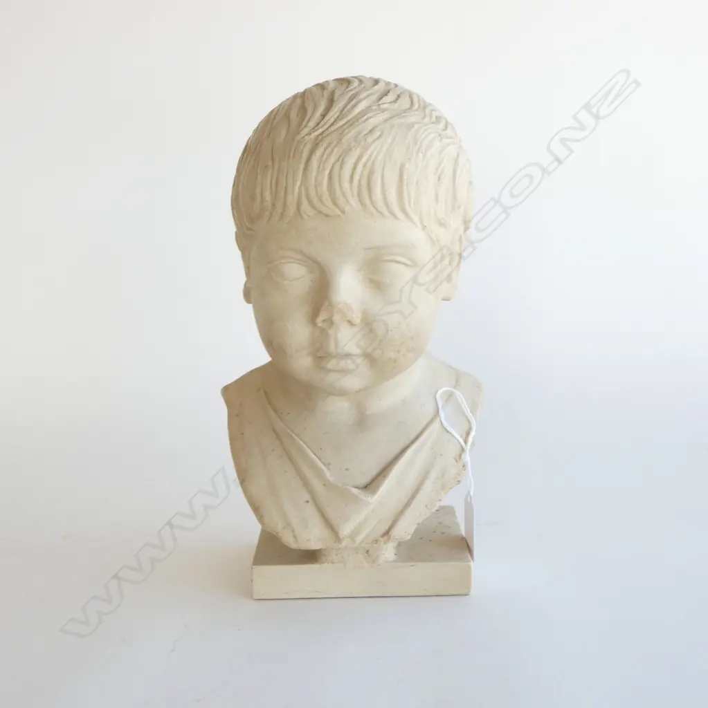 VINTAGE COPY OF ROMAN BUST of a boy. Probably resin. H.260mm. NOSE DAMAGED Image 1++