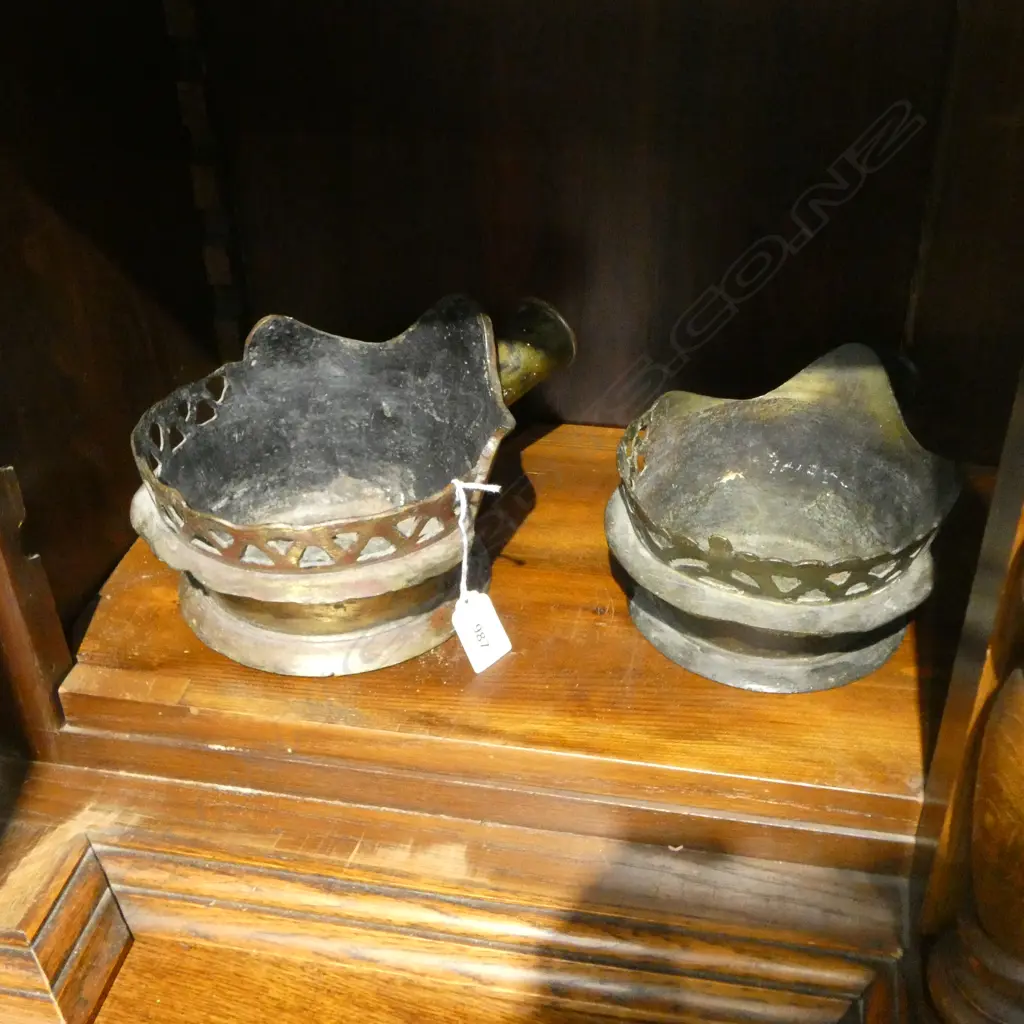 2 CAST BRONZE CHINESE SILK IRONS L.240mm Image 1++