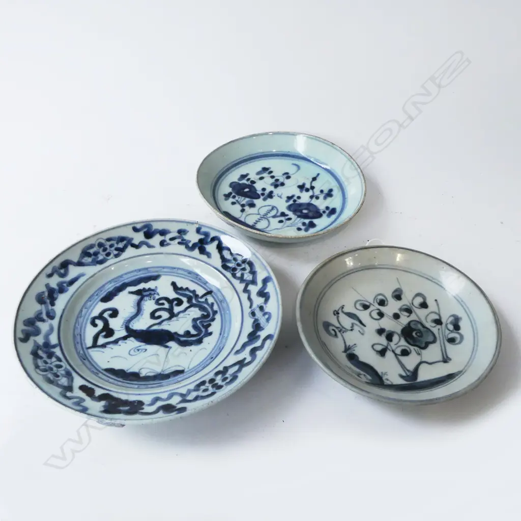 3 CHINESE PROVINCIAL B/W PLATES 185mm dia Image 1++
