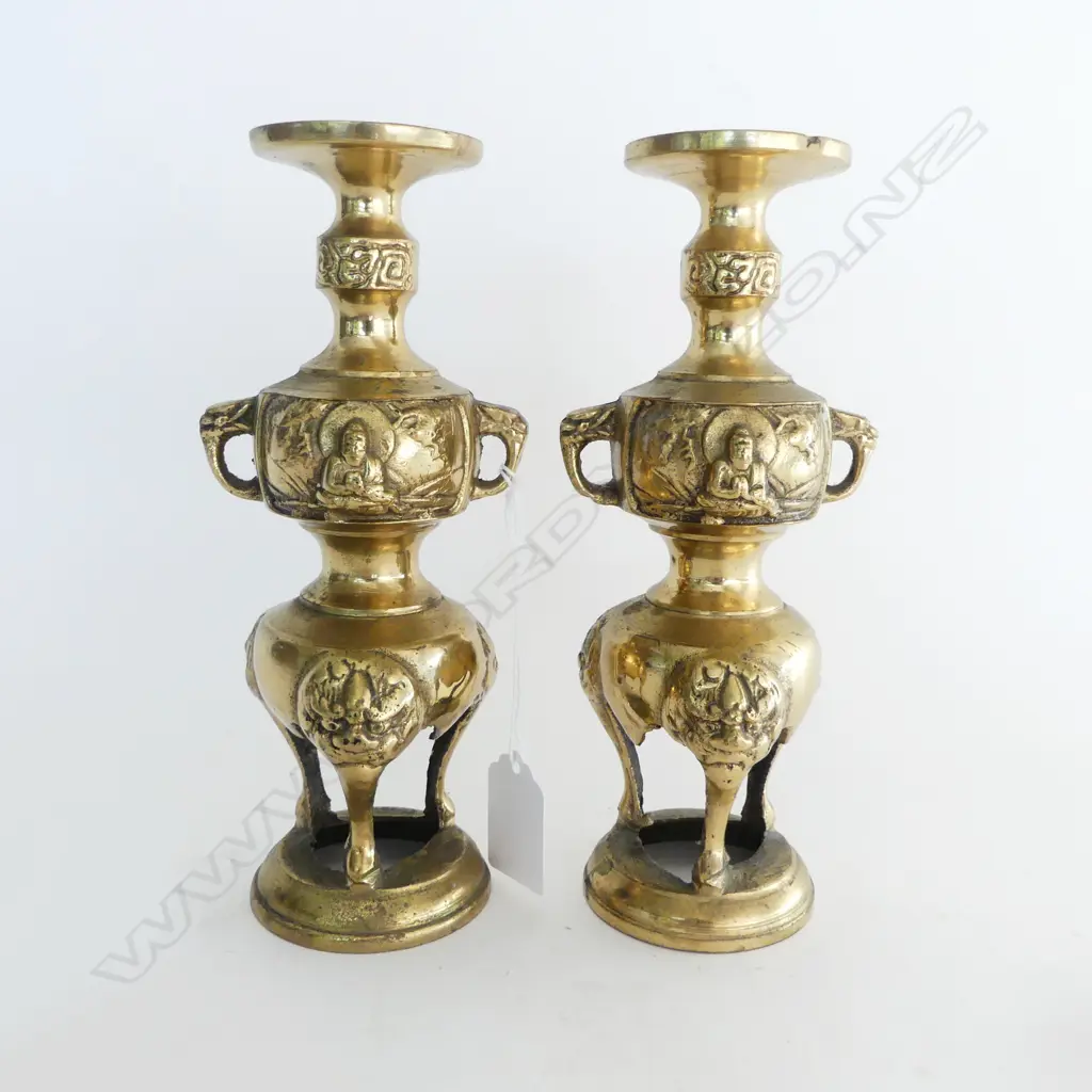 PR JAPANESE BRASS CANDLESTANDS H.190mm Image 1++