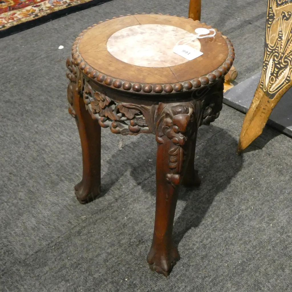 ORIENTAL CARVED WOODEN VASE STAND H.320mm Image 1++