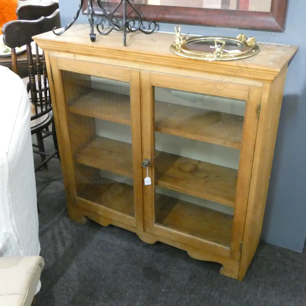 WOODEN WALL MOUNTED GLAZED CABINET 965x295x915mm Image 1++