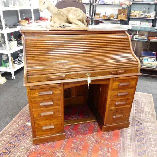 OAK ROLL TOP DESK 1210x680x1180mm