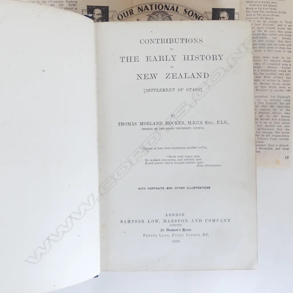 CONTRIBUTIONS TO THE EARLY HISTORY OF NEW ZEALAND By Dr. HOCKEN, DATED 1898 Image 1++