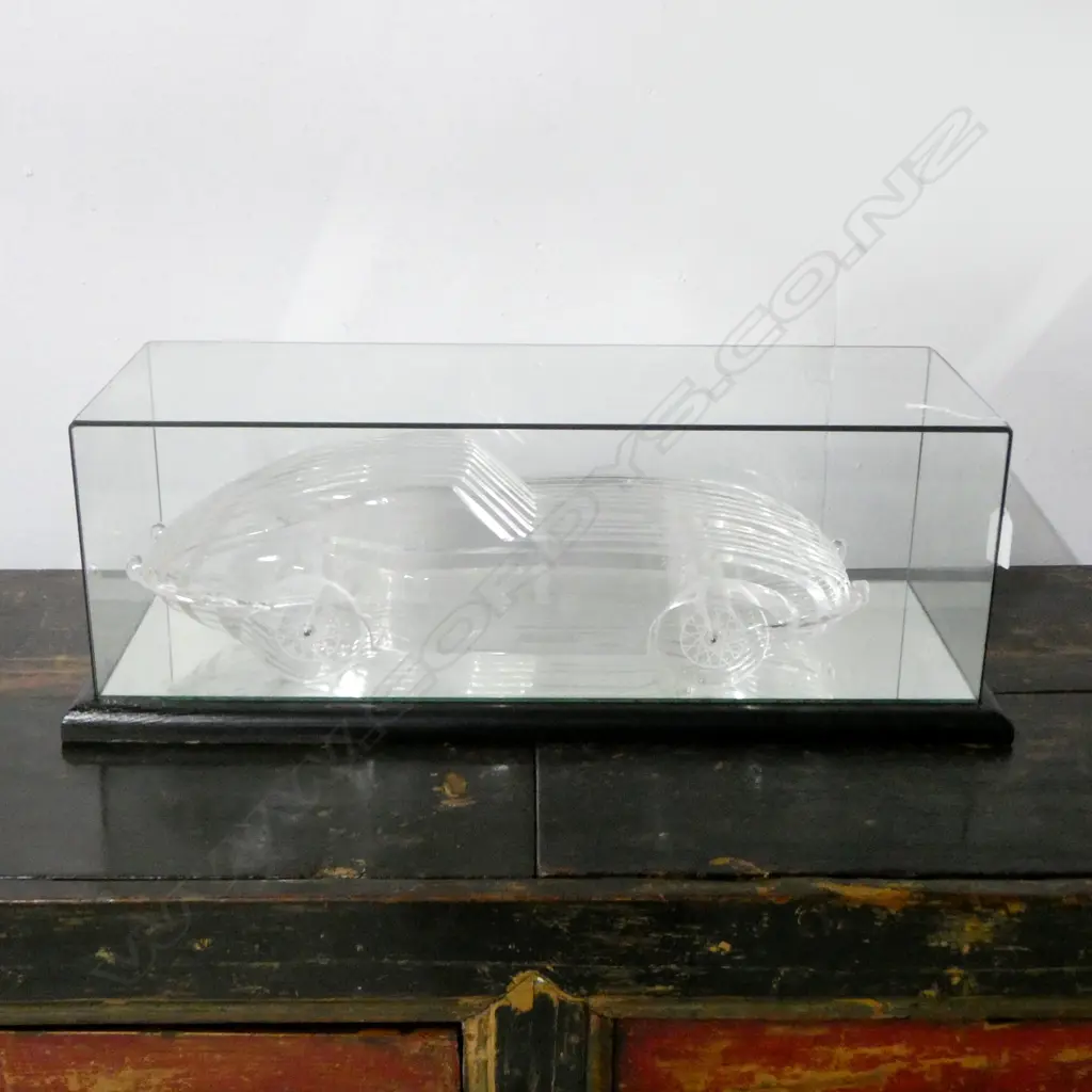 John Borrows made CLEAR ACRYLIC JAG E TYPE IN DISPAY CASE 590x240x200mm with provenance.... Image 1++