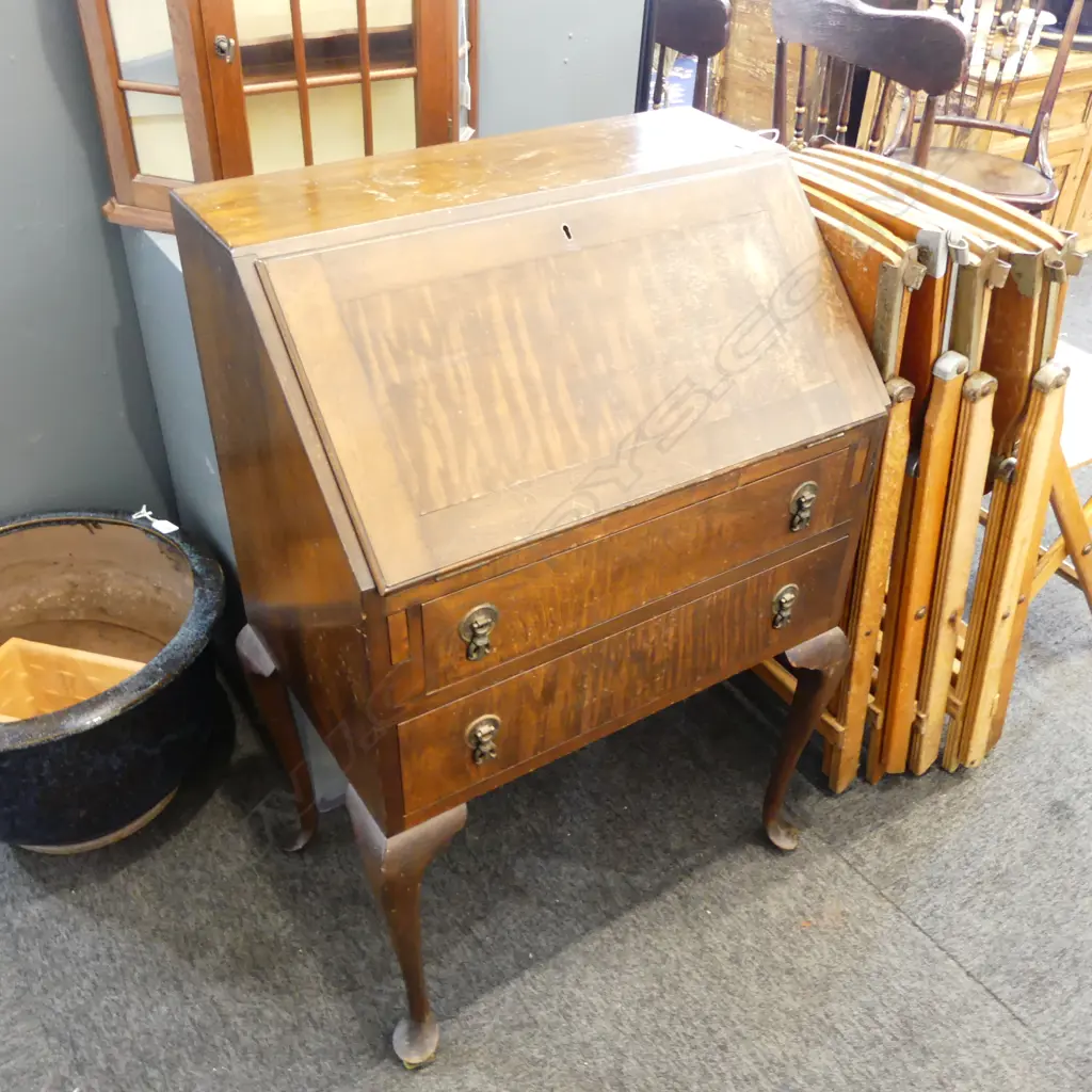 MAHOGANNY DROP FRONT BUREAU 610x370x930mm (MARKED) Image 1++