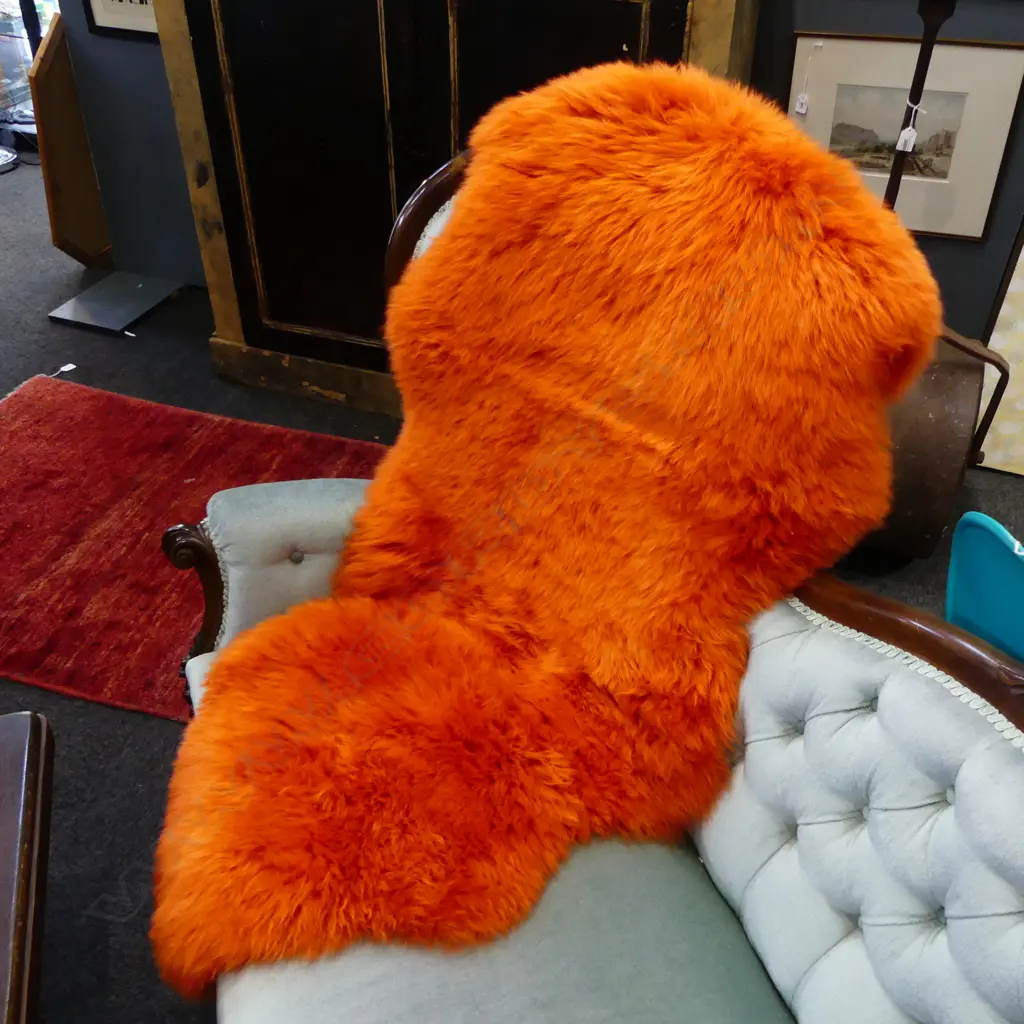 ORANGE DYED SHEEPSKIN 1900x650mm Image 1++
